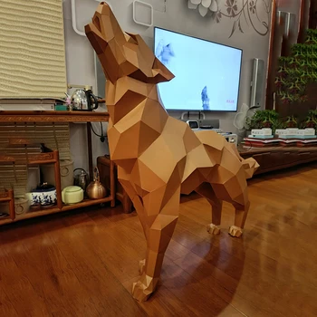 1,2 M Volk Origami Geometrijske Nizko Poli Model DIY Darilo Papercraft Živali Papir Model Doma Dekoracijo Fazi Orodja za Sestavljanje modelov