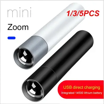 1/3/5PCS Mini Svetilka USB Polnilna LED Svetilka Nepremočljiva Teleskopsko Močna Svetilka Zunanja Dela Zoom Prenosni
