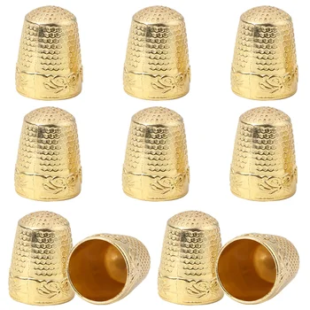 10 Kos Evropski Retro Čistega Bakra Cilinder Prenosni Prst Zaščitnik Šivalni Stroj