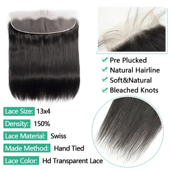 13x4 Čipke Spredaj Brazilski Naravnost Človeških Las Čipke Spredaj Zapiranje Le Pre oskubljene Naravne Barve Remy Hair14-26 Inch