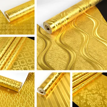 3D Zlato Folijo Ozadje za dnevno Sobo, Spalnica Strop Luxury Gold Silver Glitter Ozadje Utripanja Steno Pokrivna Ktv