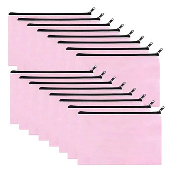 48 Paket Pink Platno Ličila Vrečko,Večino Kozmetičnih Vrečke Z Multi-Barvni Zadrgo,Platno Zadrgo Svinčnik Torbica,DIY Obrti