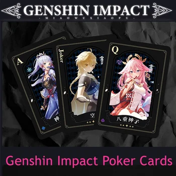 55 Kos/set Anime Genshin Vpliv Klee Kamisato Ayaka Poker Karte Igrača Papir Igranje Kartico Stranka Igre Zbiranje Darilo