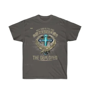 Bog Blagoslovi In Zaščito Napotenih Križa In Angela T-Shirt Grafike