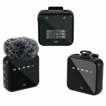 Brezžični Lavalier Mikrofon Sistem Bluetooth Audio Video Snemanje Mic za iPhone, Android Mobilni Telefon Intervju Fotoaparat