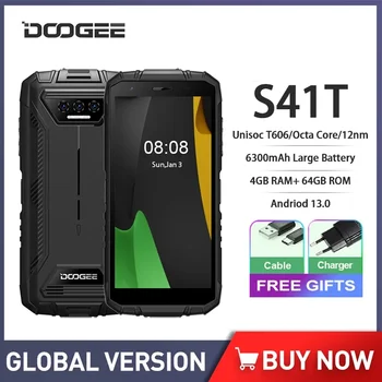 DOOGEE S41T Pametni telefon Robusten, 4GB+64GB 5.5 Palčni HD Zaslon, 13MP Fotoaparat Okta Core Android 13 Mobilni Telefon 6300mAh 4G Mobilni Telefon NFC
