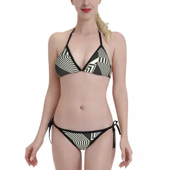 Geometrijske Tiskanja Bikini Komplet Kopalke Ženske Tangice Kopalke Dva Kosa Kopalke 2023