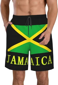 Jamajški Zastavo Mens Plaža Hlače, Kopalke Odbor Hlače Elastičen Pas z Žep