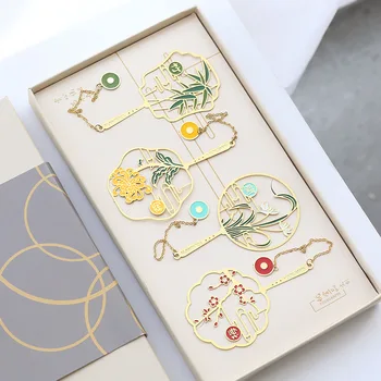 Kovinski zaznamek skupine fan Klasični Kitajski slog Mei Lan Ju bambusa zaznamek ustvarjalne majhna darila učitelj darilo knjigo dodatki