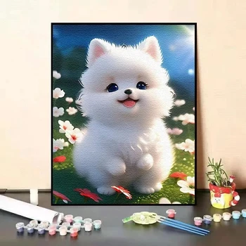 Ljubek pes digitalni oljna slika zapolni barvo D dekle rojstni dan ročno oddelku za slikarstvo dekorativno slikarstvo