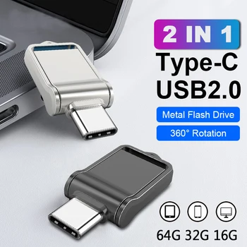 Mini 32 g 16 g 64 G 128GB Tip C USB Ključek Dvojno USB2.0 Pendrive Visoka Hitrost Pomnilniški Ključek Pomnilniško Kartico Memory Stick U Disk Palec Pogon