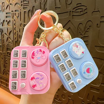 Mini Glasbeni Instrument Obesek Keychain Cartoon Živali DJ Procesor Otroci Igrače Keyring Srčkan Nahrbtnik Okrasek Ključ Verige za Ženske
