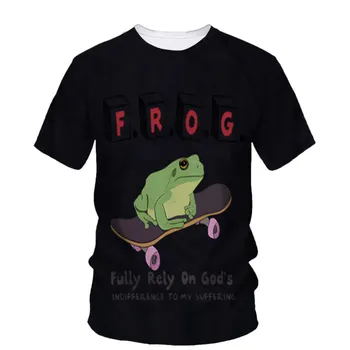 Moda Osebnost Žaba Skateboard Živali Vzorec moška T-Shirt Hd 3d Tiskanje Harajuku Priložnostne Visoke Kakovosti O Ovratnik Oblačila