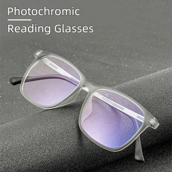 Retro Poslovnih Ultralahkih Gume Titana Obravnavi Očala za Moške Anti Modra Svetloba Photochromic Presbyopia Očala 0 do +6.0
