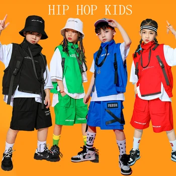 Svoboden Telovnik Taktično Cargo Kratke Hlače Za Dekle, Jazz Ples Kostum Fantje Dvorana Hip Hop Rave Oblačila Otrok Svež Hip Hop Oblačila