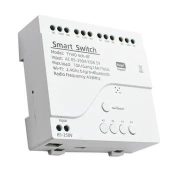 Tuya Smart Wifi Motornih Stikalo Modul RF 433 Radijski Daljinski Nadzor 4CH Inching Rele za Alexa Google Doma, 4CH AC85-250V