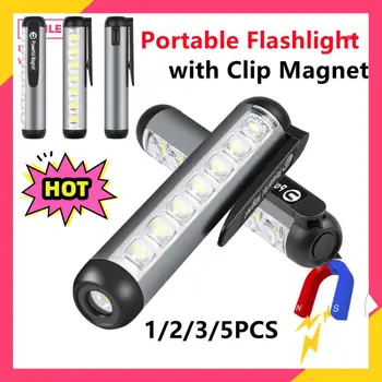 USB Polnilna Mini LED Svetilka z Posnetek Magnet Delo Svetlobe Luč Prenosna Sili Tip-C Svetlobe Vodotesno Svetilko