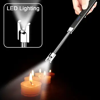 Ustvarjalno Razsvetljavo LED-Obločno Lažji USB Polnjenje Windproof Vžigalnik na Prostem Kuhinja Sveča Vžiga Orodje