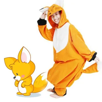 Vroče Prodaje Smešno Fox Pulover S Kapuco Unisex Flanela Pižamo Onesie Cosplay Kostum Živali More Za Moške, Ženske Odrasle Otroke