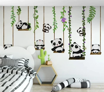wellyu ozadje po Meri 3d zidana nordijska minimalističen risanka panda otroke hiša v ozadju stene de papel parede 3d papier peint