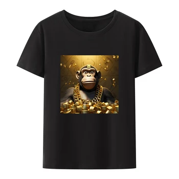 Zelo Bogata Ape Bombaža T-shirt Ai Ustvari Vzorec Tech Poletje, Mens Majice Y2k Techweare Moške O-vrat, Ustvarjalne Milj Morales Ponos