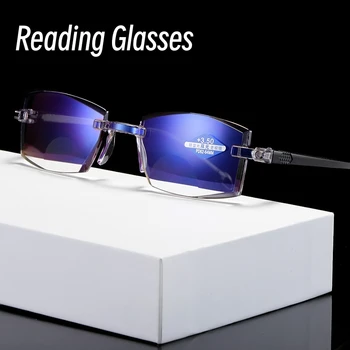 +1.0 +4.0 Nove Anti-modra Svetloba Branje Očala Moški Ženske Rimless Presbyopic Očala Ultralahkih Daleč Pogled Računalnik Očala