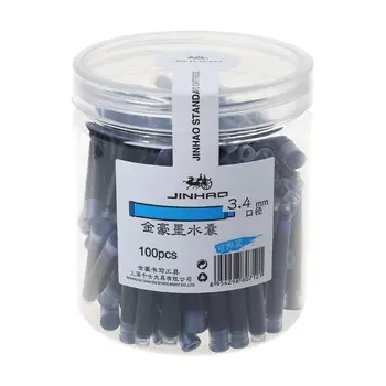 100 kos Jinhao Univerzalno Izbrisljivi Modro Nalivno Pero, Črnilo Sac Vložkov 3.4 mm Polnjenje Pisarni Šole, Tiskovine