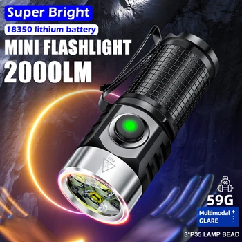 2000LM LEDMini Svetilka Močna oblika-C Polnilna Uporabo 18350 Baterija Prostem Nepremočljiva Aluminij Zlitine Baklo Taborjenje Luč