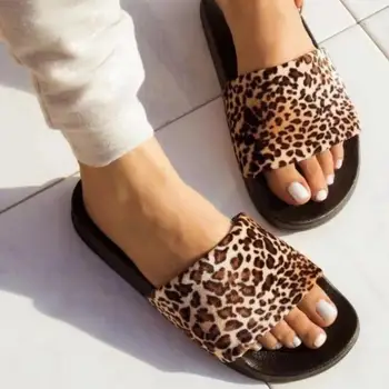 2022 ženske copate leopard print single layer krzno nazaj trakovi vsestranski trajne sandale na prostem, dame čevlji Modni copate