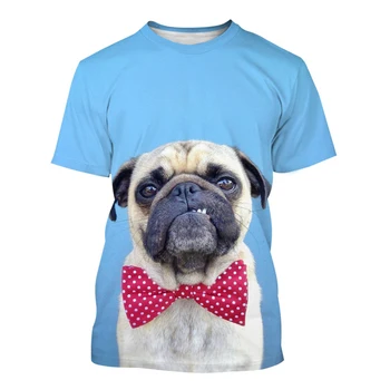 2023 Moški in Ženska Poletje Nov Slog Pug Dog 3D Tiskanje Ženske Moški T-shirt Priložnostne Srajco francoski Buldog Vrhovi XXS-6XL