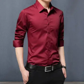 2023 Nov Modni Bombaž Long Sleeve Majica Trdna Redno Fit Moški Socialne Priložnostne Poslovnih Bela Črna Obleka Majice