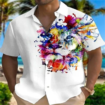 2023 nove priložnostne kratka sleeved majico, multi-color Tiger 3D tiskanih Hawaiian kratka sleeved majico eksplozije