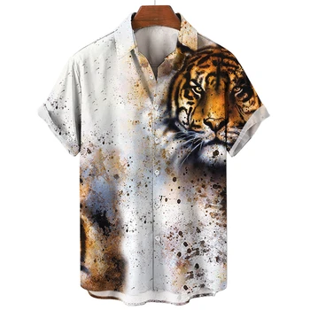 2023 Poletje Za Moške Majice Kratek Rokav Vrhovi Tiger Grafični Oblačila, Casual Ulične Prevelik Oblačila Poletje Male Živali Majica