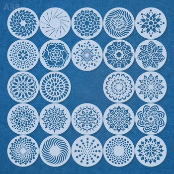 24Pcs/Set 13cm Mandala Krog Geometrija DIY Layering Matrice Stensko Slikarstvo Album Kolorit Reliefi Album Dekorativni Predlogo