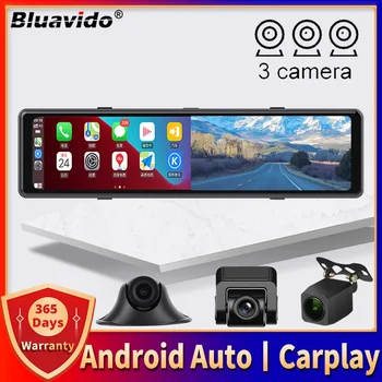 3 Kamere Dash Cam 1080P Avto Ogledalo Video Snemanje Carplay & Android Samodejno Brezžično Povezavo WiFi Miracast GPS Navigacija Dvr