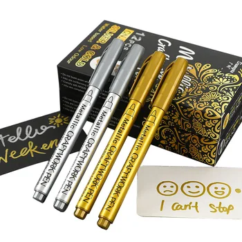 550 Kovinski Ce Pero Zlato, Srebro, se Prijavite V Pen angleški Embalaža DIY Črno Kartico Album Grafiti Ce Pero za Pisanje Barve Označevalcev