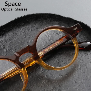 Acetat krog Človek očala okvirji optičnih očal Visoke kakovosti Čisto ročno Obravnavi očala osebno oči glasse ženske