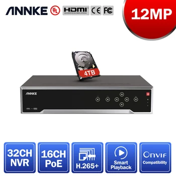 ANNKE H. 265+ 32CH 12MP POE NVR Za POE IP Kamero Človekovih Vozila Odkrivanje Omrežja, Video Snemalnik Črto Prečka Odkrivanje 10 TB