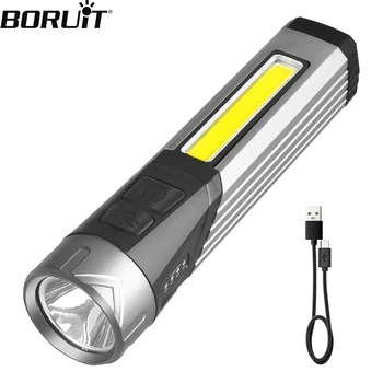 BORUIT Multi-funkcionalne Vrtljiv Zložljive LED Svetilka USB Polnilne Nepremočljiva Delo Svetlobe, Z Magnetom Taborjenje Luč