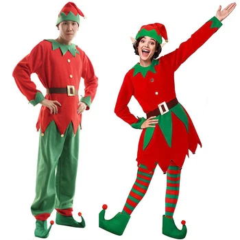 Božič Elf Kostumi Za Odrasle Santa Claus Cosplay Bo Ustrezala Družino Ujemanje Oblačila, Ki Ženske, Moški, Otroci Pustno Obleko Novo Leto Obleko