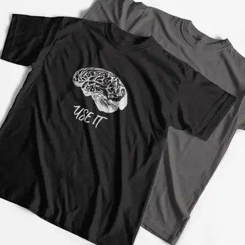 COOLMIND 100% Bombaž Možganov Tiskanja Moški Majica s kratkimi rokavi Priložnostne Vrh Kakovosti Kratek Rokav Svoboden Moški Tshirt Kul t-shirt Tee Majice, Vrhovi