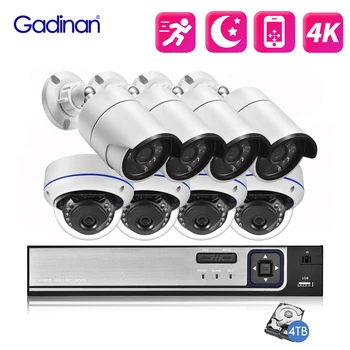 Gadinan 4K Ultra HD POE Varnostne Kamere Sistem 8CH NVR AI Zaznavanje Gibanja na Prostem 8MP IP Kamero Omrežja CCTV Video Nadzor