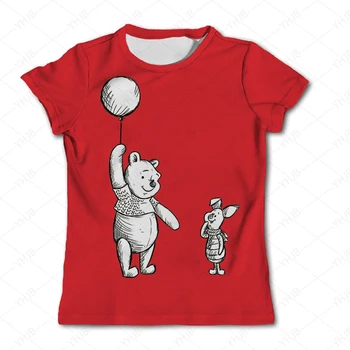 Girls Srčkan Disney Winnie the Pooh Tiskanja Risanka T-shirt Otroci Kratek Rokav Grafični rumena Vrhovi Tee