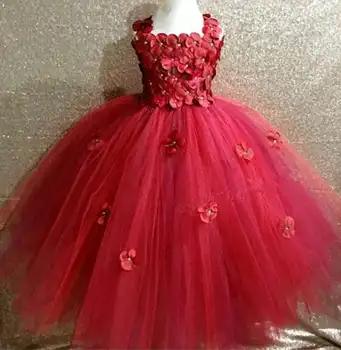 Hydrangea Cvet Tutu Obleko za Deklice, Elegantno Baby Girl Oblačenja Cvetja Dekleta Gleženj Dolžina Poroko, Rojstni dan Obleko Žogo Obleke