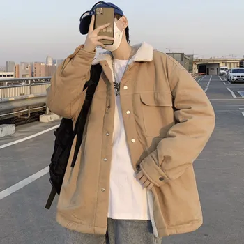 Korejski Moda Houndstooth Zimska Jakna Moški Zgostitev Toplo Kratek Parka Priložnostne Poslovne Plasti Hiphop Suknji 2023 G30