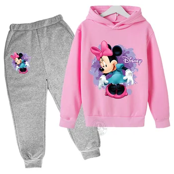 Mickey Mouse pulover s kapuco+hlače Dojenček Fant dekle Jeseni Minnie Miške Obleko Malčka Fant Hoodies Nastavite Fant Oblačila z Dolgimi Rokavi Majica+Hlače