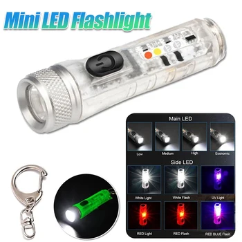 Mini LED Svetilka USB Polnilne Multi Mode Prenosna baterijska Svetilka Z Magnetno Keychain Svetlobo na Prostem Kampiranje Opozorilo Luč