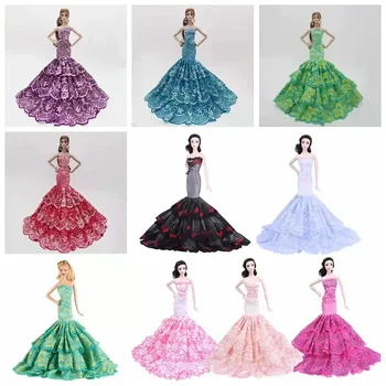 Moda Fishtail Off-Ramenski Obleke za Barbie Lutka Pribor Party Obleke Princesa Sirena Vestidoes Poročno Obleko 1/6 BJD Igrače