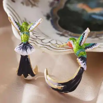 Moda naravno lepe hummingbird modeliranje olje kaplja uho stud materinski Dan Žensk Kultivirani FOOL ' s DAY Počitnice darila PUSTNI Party