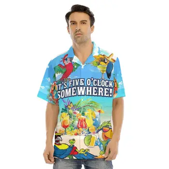 Moške Hawaiian Papiga Majica Cool Tiskanja za Človeka Plaži Risanka Kratek Rokav Poletje Priložnostne Gumb Gor Vrhovi 3D Majice
